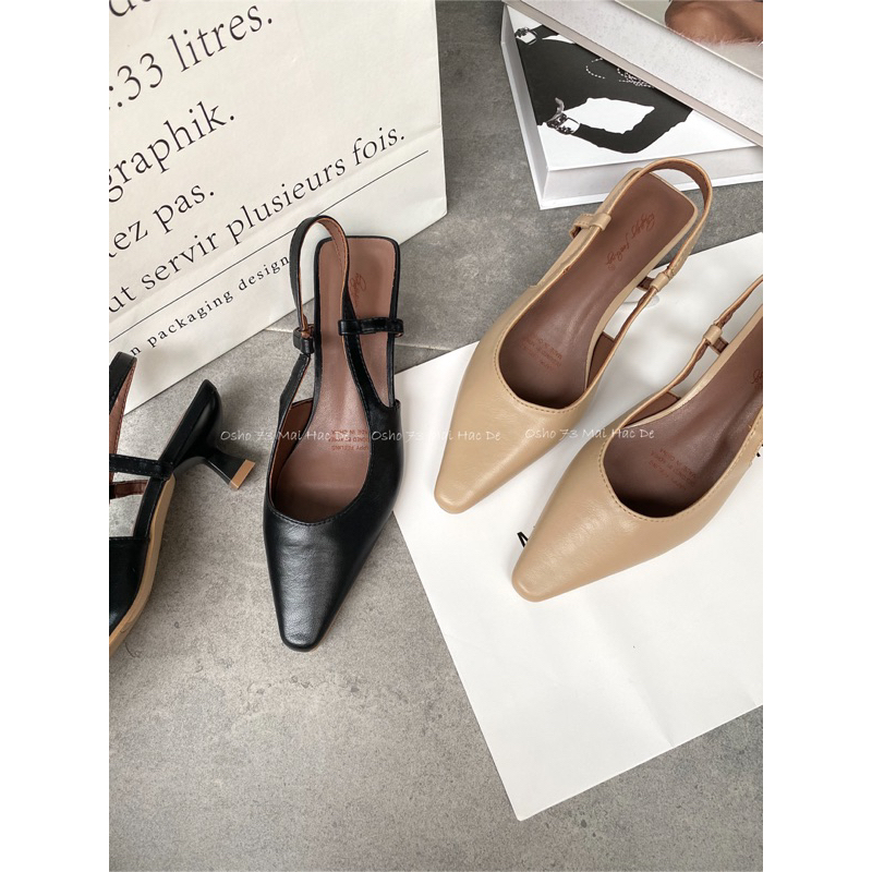Giày slingback OSHO, chất da bò cao cấp, êm chân