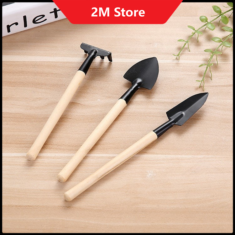 Bộ Cuốc Xẻng Mini 3 Món Trồng Cây Cảnh, Làm Vườn, Trồng Rau, Chăm Sóc Cây Cảnh Bonsai - Xương Rồng