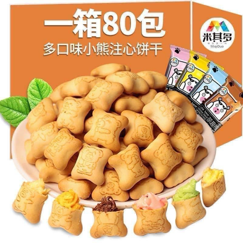 THÙNG 500G BÁNH GẤU NHÂN KEM 4 VỊ