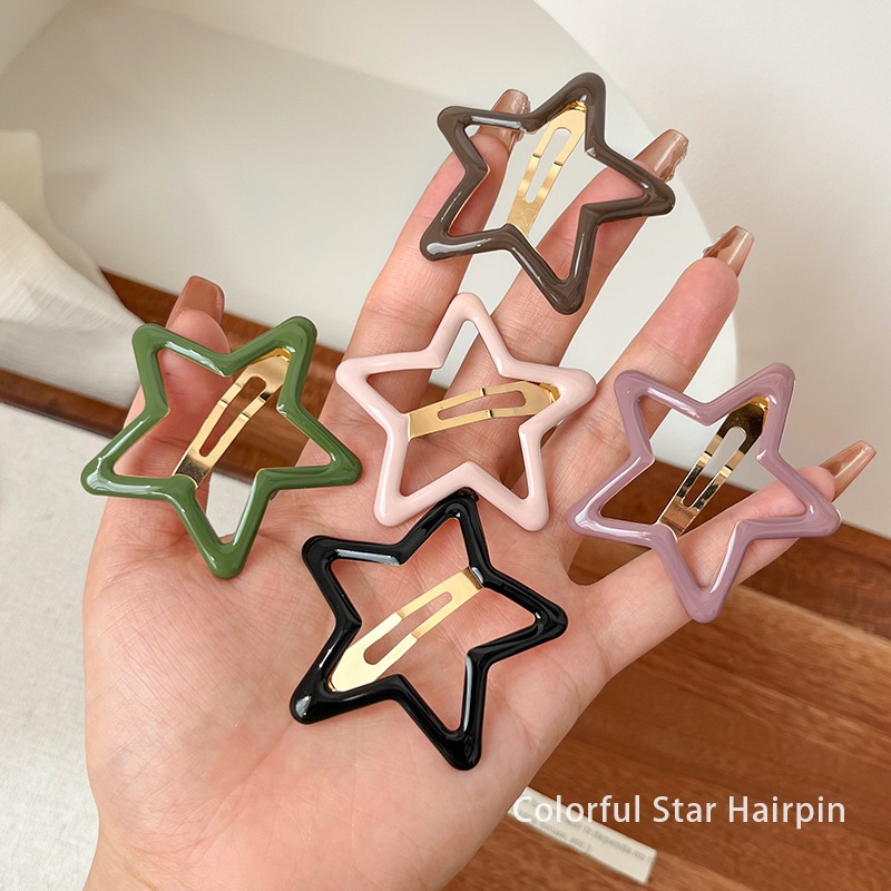 Kẹp tóc mái ngôi sao 5 cánh iLita cặp bấm mái nữ đẹp vintage phong cách Hàn Quốc dễ thương màu trơn hottrend