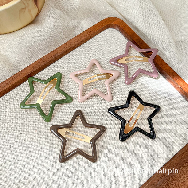 Kẹp tóc mái ngôi sao 5 cánh iLita cặp bấm mái nữ đẹp vintage phong cách Hàn Quốc dễ thương màu trơn hottrend