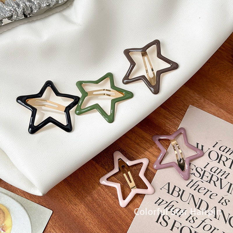 Kẹp tóc mái ngôi sao 5 cánh iLita cặp bấm mái nữ đẹp vintage phong cách Hàn Quốc dễ thương màu trơn hottrend