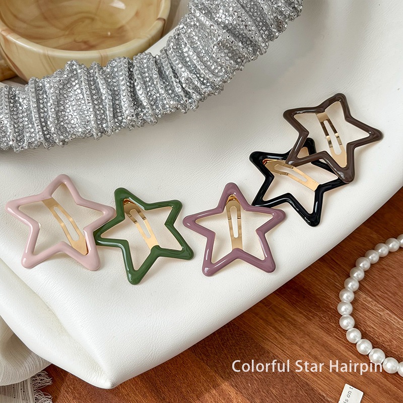 Kẹp tóc mái ngôi sao 5 cánh iLita cặp bấm mái nữ đẹp vintage phong cách Hàn Quốc dễ thương màu trơn hottrend