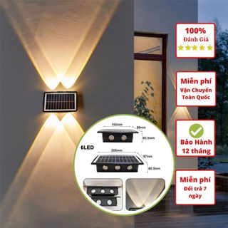 Đèn Led hắt tường 2 đầu Năng lượng mặt trời, mẫu cao cấp chống thấm nước, Decor sân vườn, ban công, ngoài trời