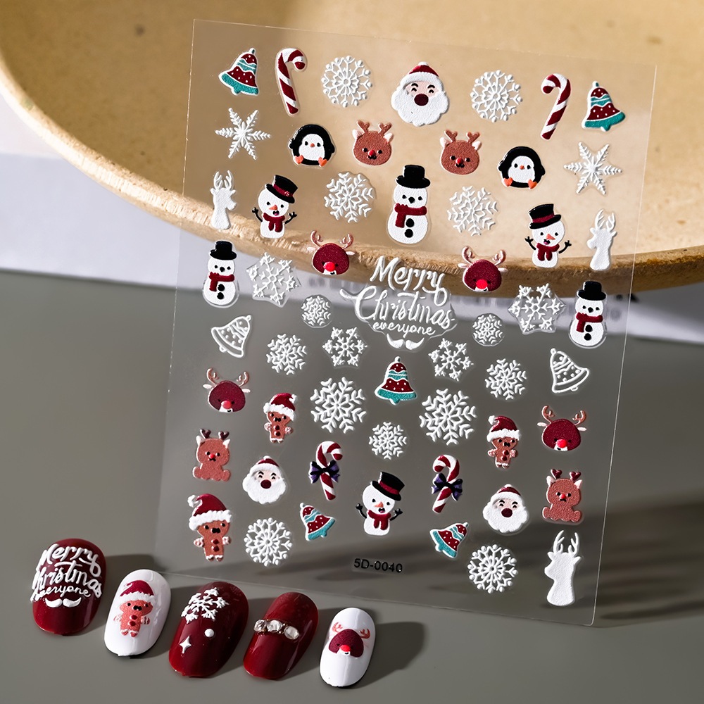 Miếng dán móng stiker lụa 5d hình noel
