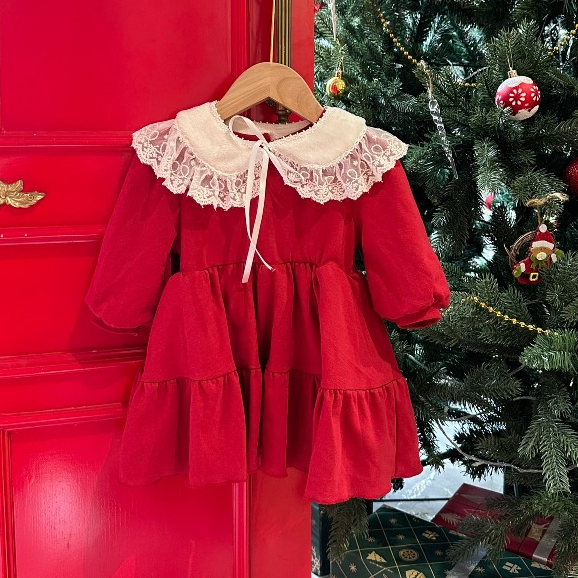 Váy noel váy xòe váy đỏ Noel vải 100% cotton