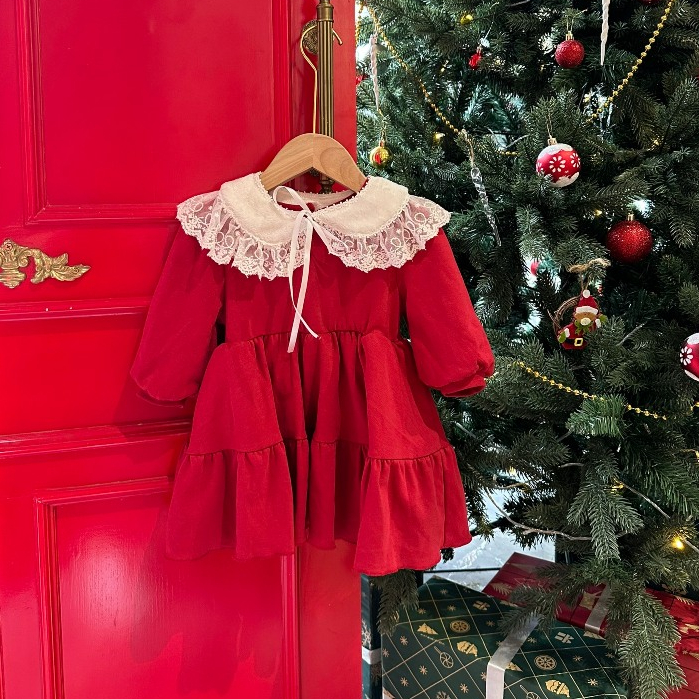 Váy noel váy xòe váy đỏ Noel vải 100% cotton