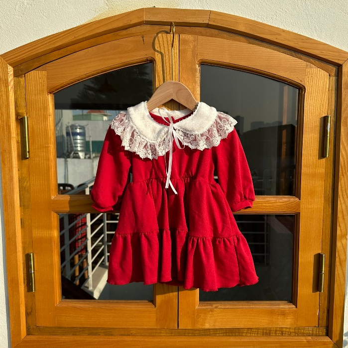 Váy noel váy xòe váy đỏ Noel vải 100% cotton