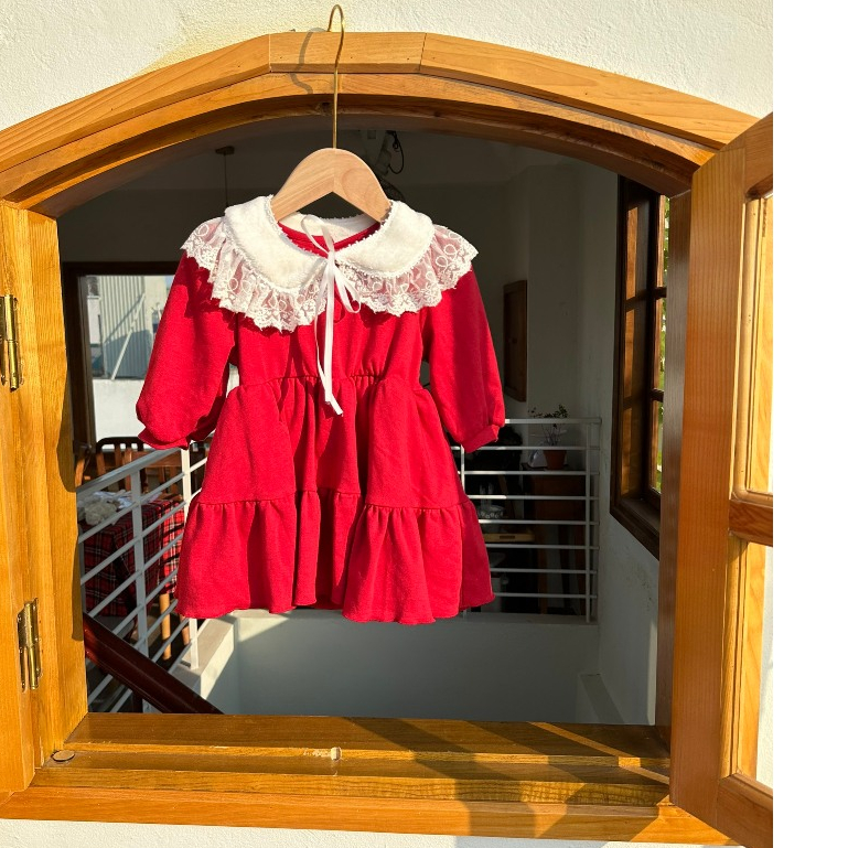 Váy noel váy xòe váy đỏ Noel vải 100% cotton