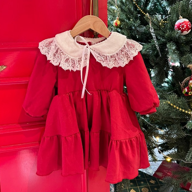 Váy noel váy xòe váy đỏ Noel vải 100% cotton