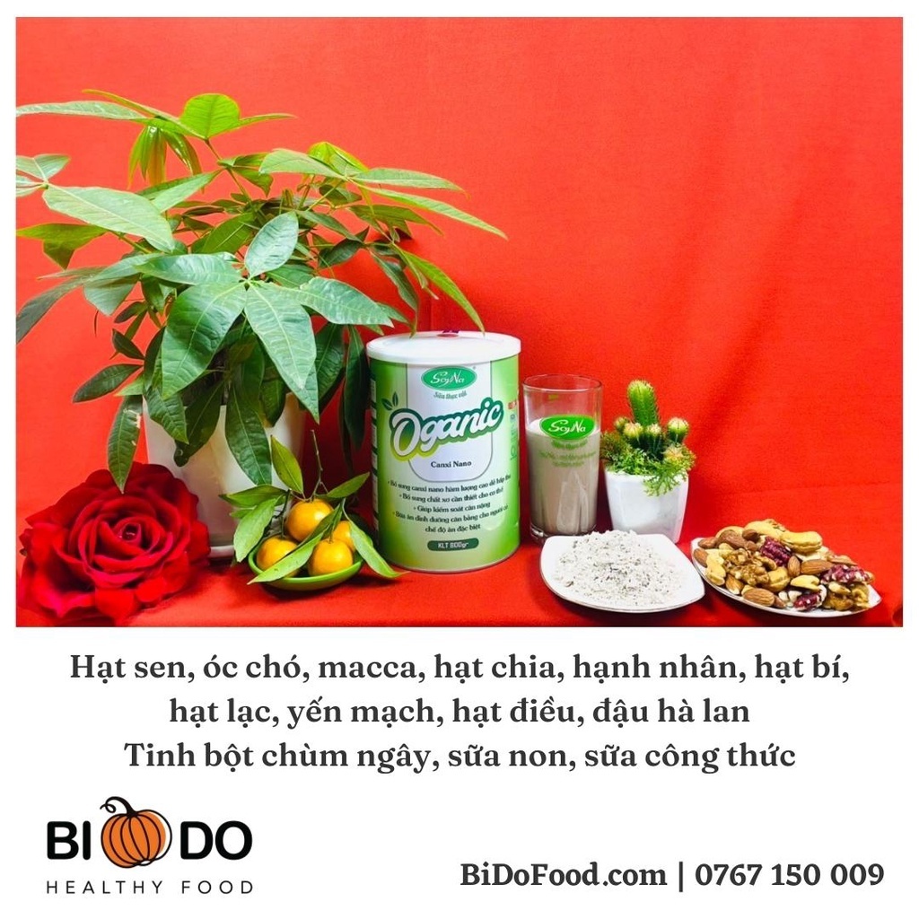 Sữa hạt Oganic Canxi Nano Soyna 800g chính hãng tặng kèm 1 hộp Sữa Hạt 300g