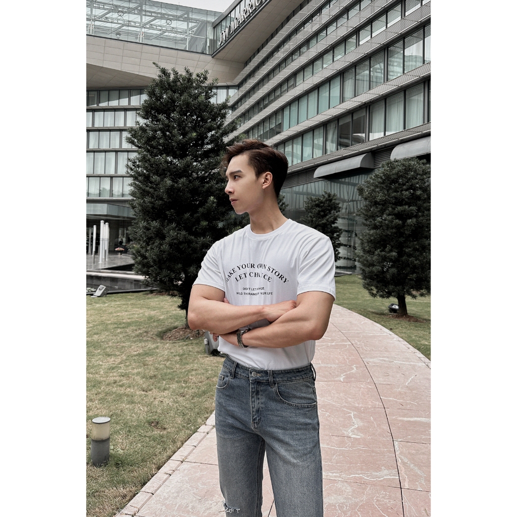 Áo Thun Nam In Chữ Polido Cao Cấp Màu Trắng Thoáng Mát Co Giãn Form Slimfit Thời Trang Nam Hiện Đại Cá Tính