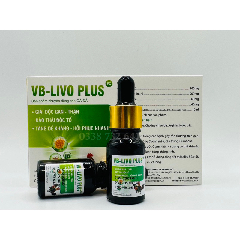 𝐕𝐁 𝐋𝐈𝐕𝐎 𝐏𝐋𝐔𝐒 𝟏𝟎𝐦𝐥. (GIẢI ĐỘC GAN THẬN, ĐÀO THẢI ĐỘC TỐ - TĂNG ĐỀ KHÁNG, HỒI PHỤC NHANH TRÊN GÀ ĐÁ.).
