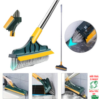 Chổi Cọ Chà Sàn, Chà Nhà Vệ Sinh Đa Năng 2in1, Cây Chà Sàn Và Gạt Nước Thông Minh Đầu Cọ Xoay 120 Độ Linh Hoạt.