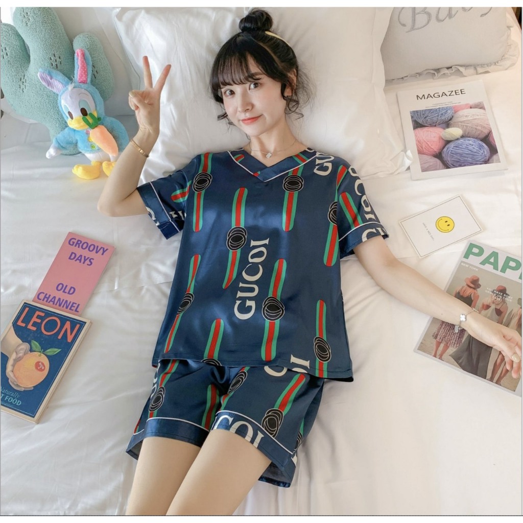 Đồ ngủ nữ Pijama lụa Satin tay ngắn siêu mịn, siêu mát, thời trang Hàn Quốc - Kakafashion21