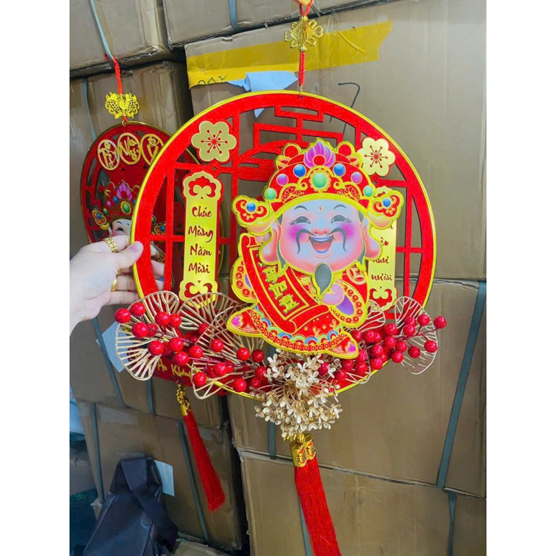 GIẢI TREO THẦN TÀI LẮC LƯ ĐẦU THU HÚT TÀI LỘC, GIẢI TREO TẾT, SET DECO TẾT XINH XẮN