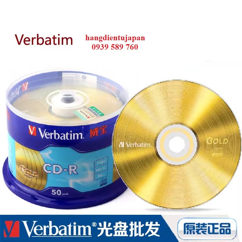 Đĩa CD trắng Verbatim GOLD kim cương màu vàng dùng ghi audio chất lượng cao