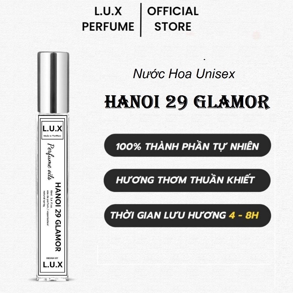 Nước Hoa Unisex 10ml Hanoi 29 Glamor Nguyên Liệu Nhập Pháp Hương Thơm Sang Trọng, Lịch Sự và Trẻ Tru