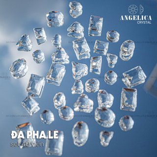  Set 40 viên đá pha lê nails màu trong suốt trắng hồng đen vàng trà đính móng size đại trang trí nail ANGELICA PL 