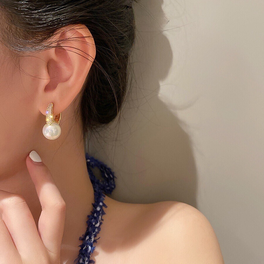 Bông Tai Ngọc Trai Tròn 10ly Màu Trắng Hoa Tai Khoen Bạc 925 Siêu Xinh Cho Nàng - Ngọc Trai Trường Thịnh