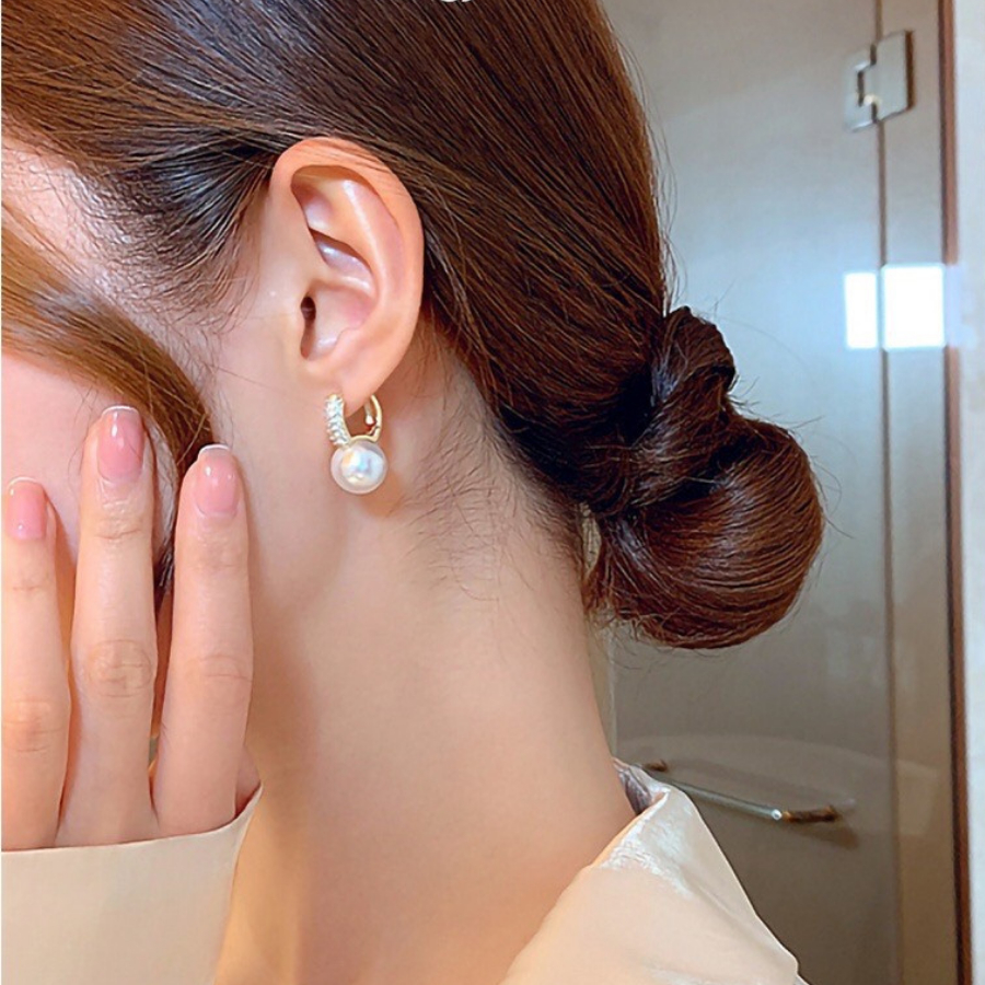 Bông Tai Ngọc Trai Tròn 10ly Màu Trắng Hoa Tai Khoen Bạc 925 Siêu Xinh Cho Nàng - Ngọc Trai Trường Thịnh