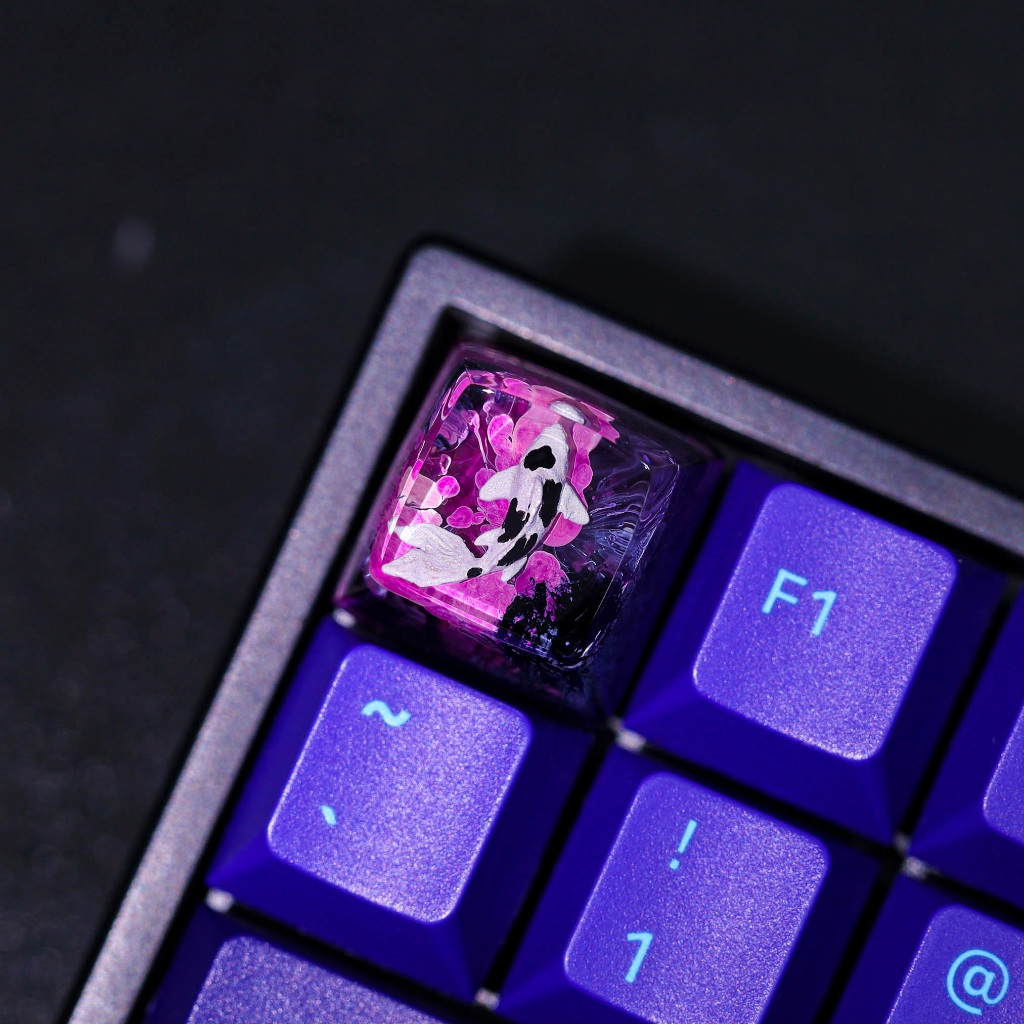 Keycap Cá Koi Black Purple, Nút bàn phím lẻ cho bàn phím cơ, Keycap Custom