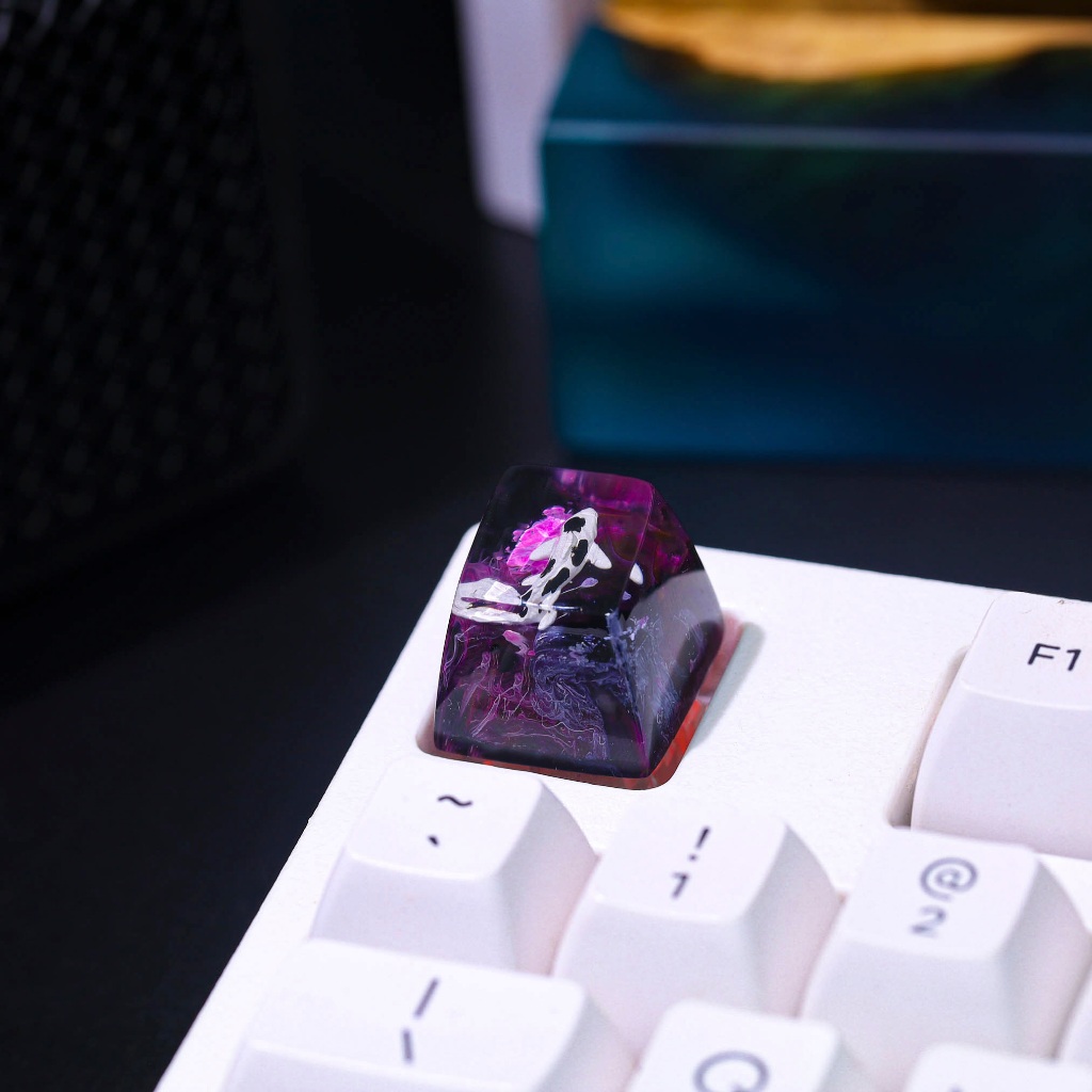 Keycap Cá Koi Black Purple, Nút bàn phím lẻ cho bàn phím cơ, Keycap Custom
