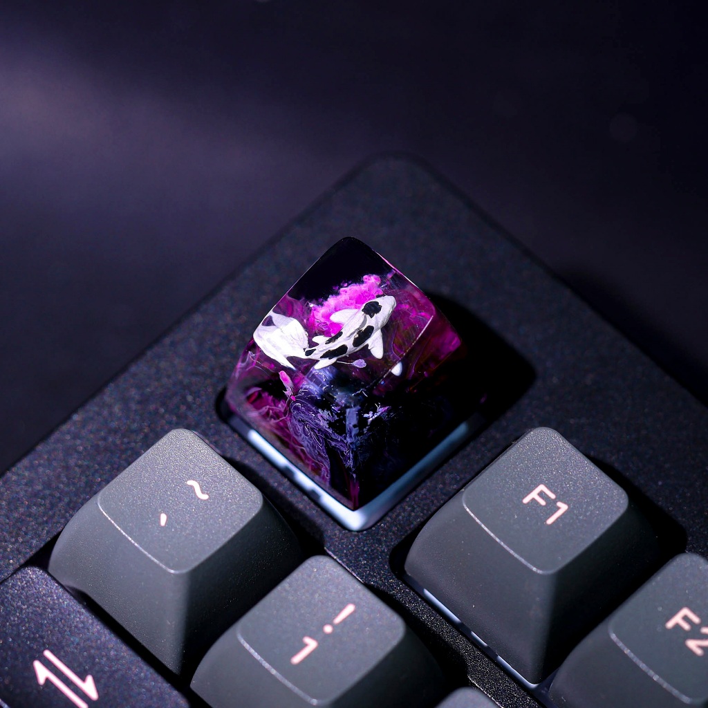 Keycap Cá Koi Black Purple, Nút bàn phím lẻ cho bàn phím cơ, Keycap Custom