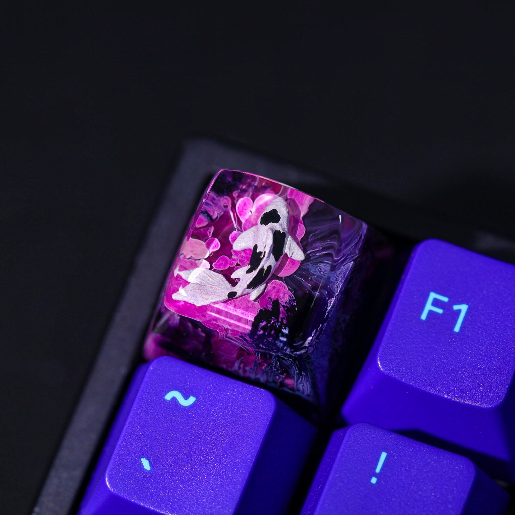 Keycap Cá Koi Black Purple, Nút bàn phím lẻ cho bàn phím cơ, Keycap Custom