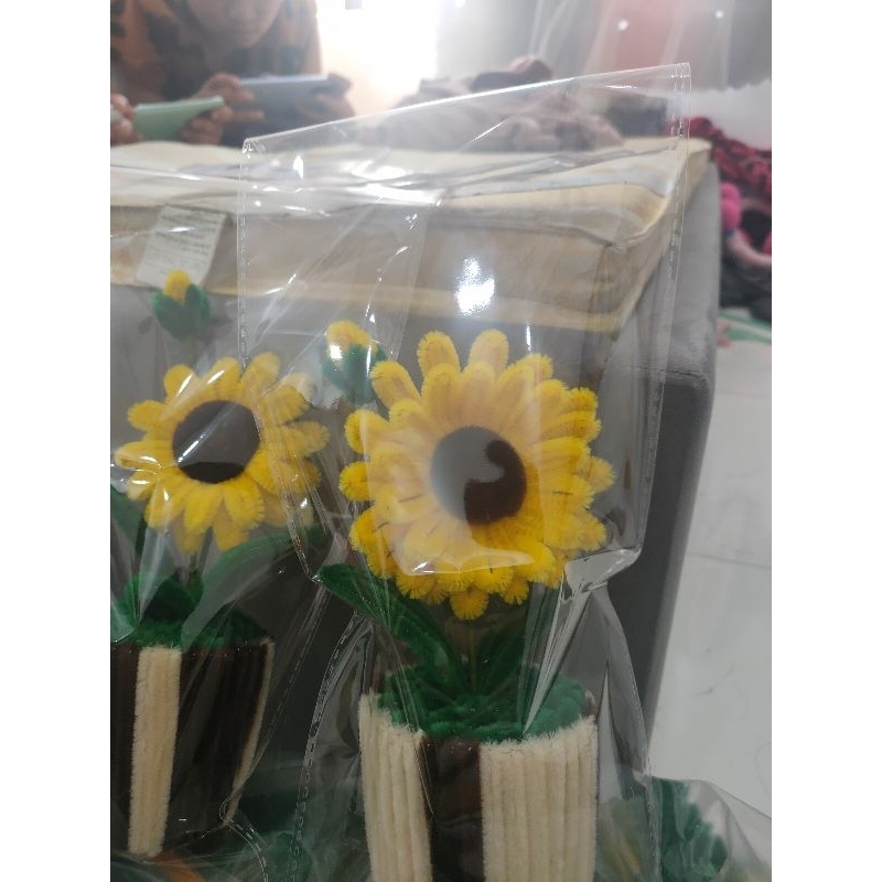 Hoa hướng dương kẽm nhung kèm túi+ thiệp