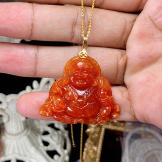 Mặt Dây Tượng Phật Di Lặc Cẩm Huyết Và Lam Ngọc - Tặng dây và móc khóa Lador Jewelry