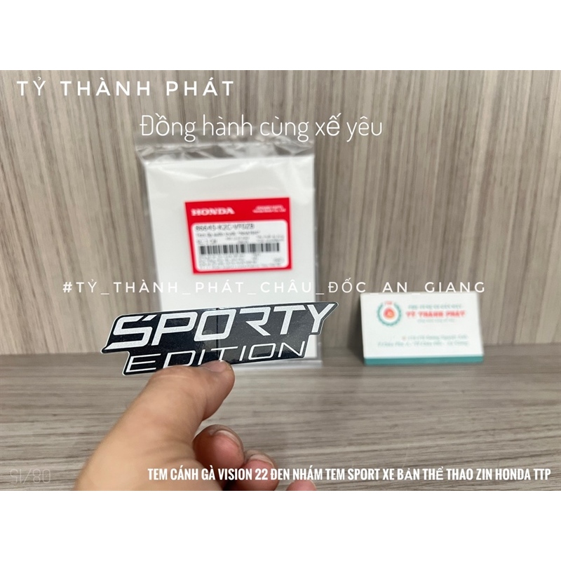Tem cánh Bửng Vision 23 Đen Nhám tem Sport xe bản Thể Thao ( chử SPORTY EDITION Đỏ ) (1 Lá)