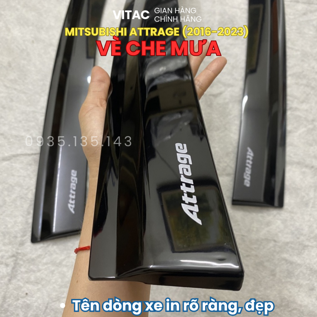 VÈ CHE MƯA XE ATTRAGE 2016 - 2023 nhựa ABS đen CAO CẤP