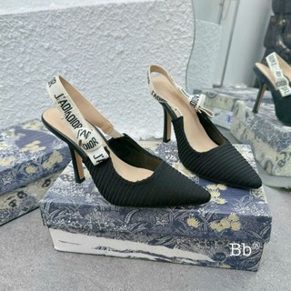 Sandal cao gót mũi nhọn len DIOR/co hộp