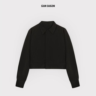 Gian saigon - áo khoác ngắn khaki - khaki cropped jacket - đen