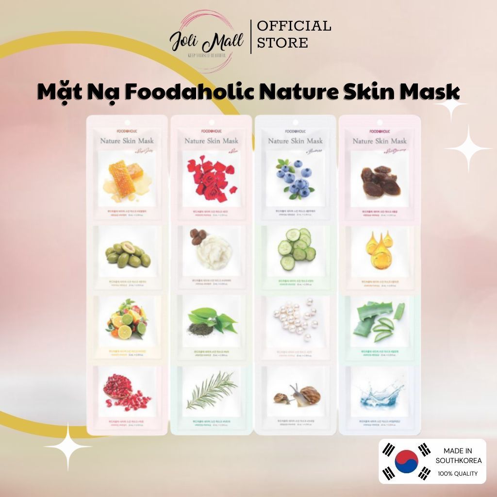 Mặt Nạ Giấy Thiên Nhiên Foodaholic Nature Skin Mask Dưỡng Ẩm Giảm Mụn Trắng Da Hàn Quốc 23ml