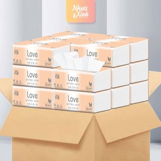 Khăn giấy rút đa năng love 10x8cm nx003 | giấy ăn khô tiện lợi