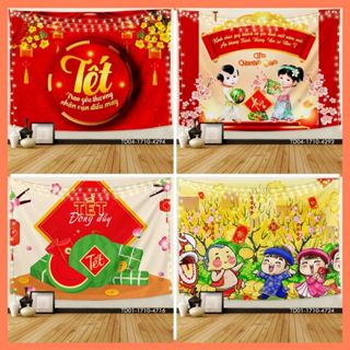 Tranh vải Tết treo tường làm phông chụp ảnh tết, trang trí công ty, quán cà phê