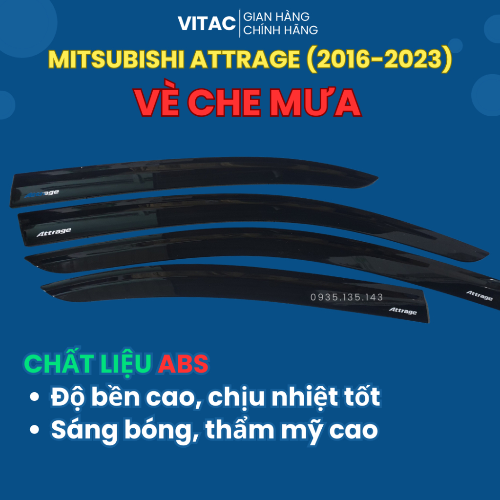 VÈ CHE MƯA XE ATTRAGE 2016 - 2023 nhựa ABS đen CAO CẤP
