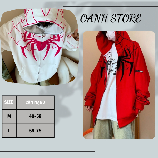 Áo Hoodie Nhện Nam Nữ Bản Thêu -  Áo Nỉ Nam Nữ Chẩt Liệu Dày Dặn 2 Lớp  06