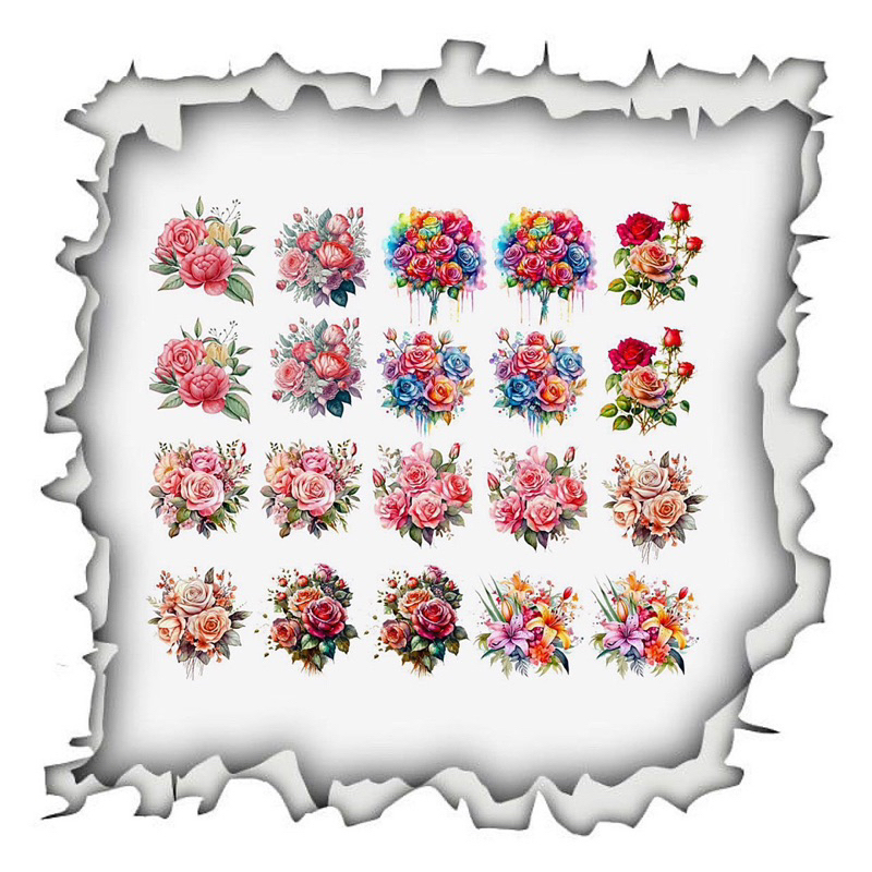 Hình gỡ dán mẫu hoa mix