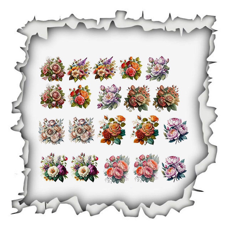 Hình gỡ dán mẫu hoa mix