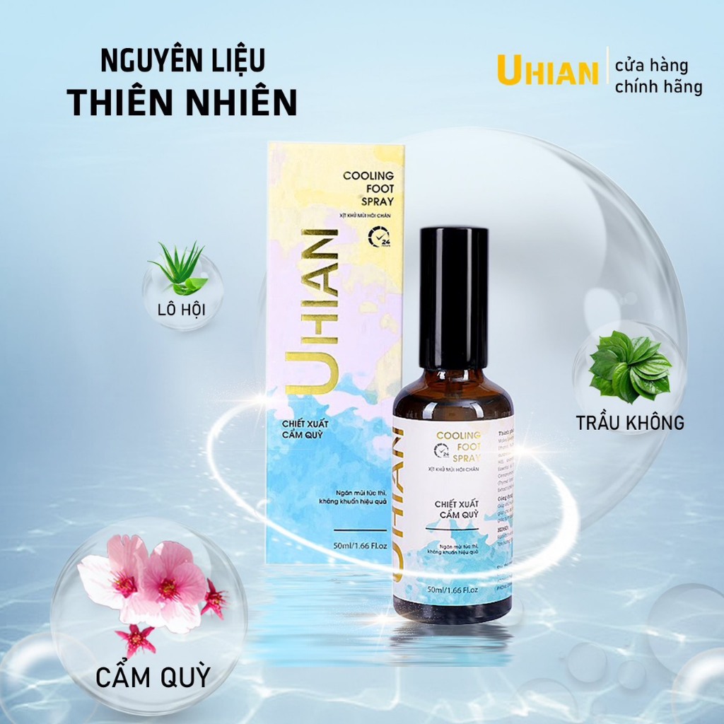Xịt hôi chân UHIAN tinh chất cẩm quỳ, khử mùi hôi chân lên tới 24h, ngăn tiết mồ hôi hiệu quả lọ 50ml