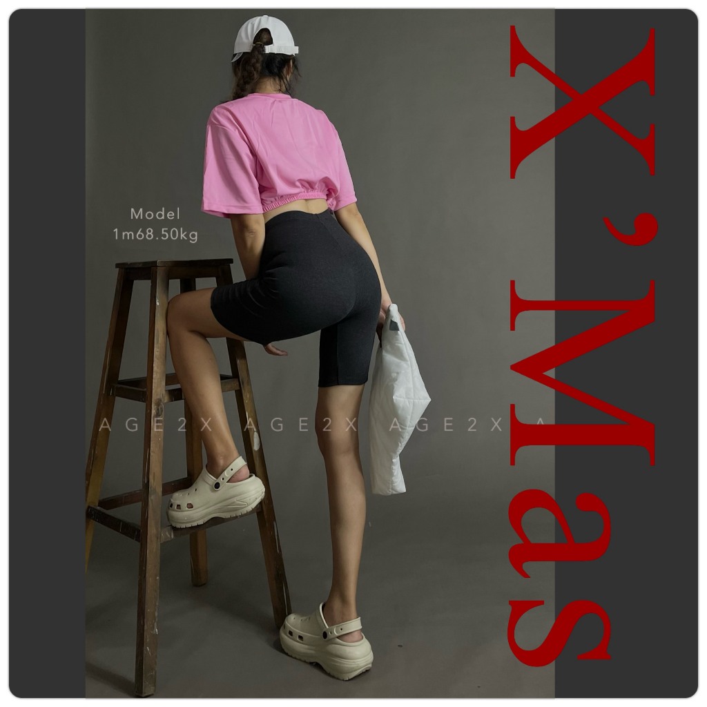 Quần biker nữ AGE2X hàng VNXK, Legging Lửng, siêu hack dáng
