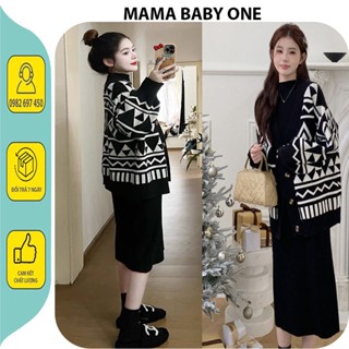 V642 SET ĐẦM VÁY LEN MONGTOGHI QUẢNG CHÂU CAO CẤP THỜI TRANG THU ĐÔNG-ĐẦM BẦU XINH THIẾT KẾ VÁY LEN CỔ 3 PHÂN KÈM ÁO