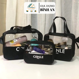 Túi đựng đồ mỹ phẩm trang điểm du lịch CEINLE trong suốt vải canvas có quai xách hàng cao cấp