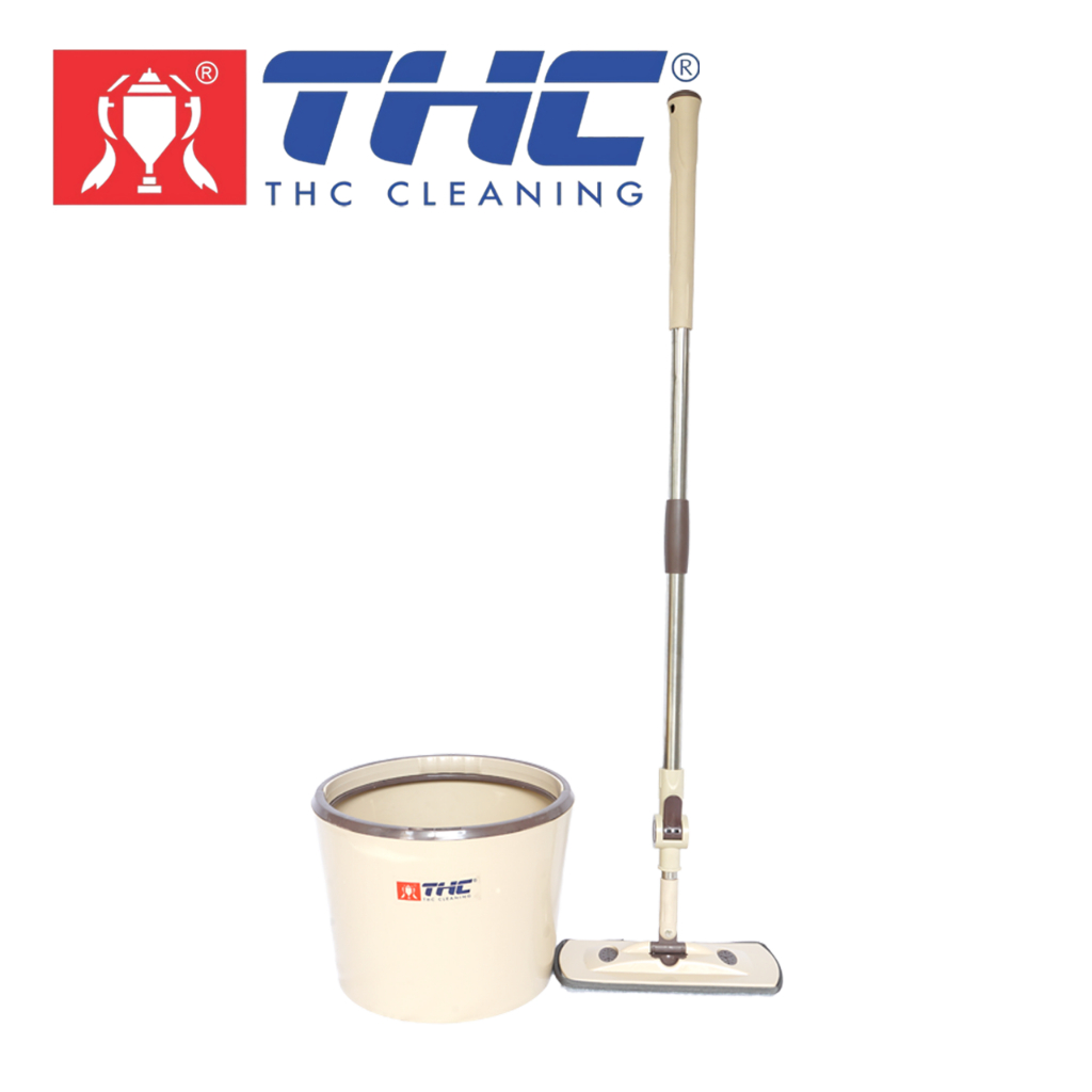 Cây Lau Nhà Tự Vắt 360 Độ Inox THC-5S Flat Spin Mop Bộ Lau Nhà 360 Độ Tự Vắt Thông Minh Đầu Mềm Đa Năng THC Cleaning
