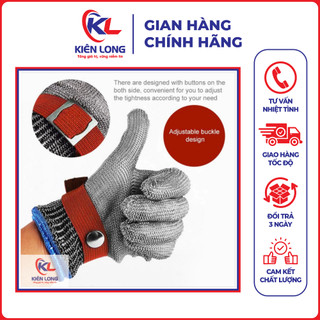 Găng tay lưới sắt 💥 chính hãng 💥 găng tay bảo vệ an toàn bằng thép không gỉ có thể điều chỉnh kích thước 3 ngón, 5 ngón