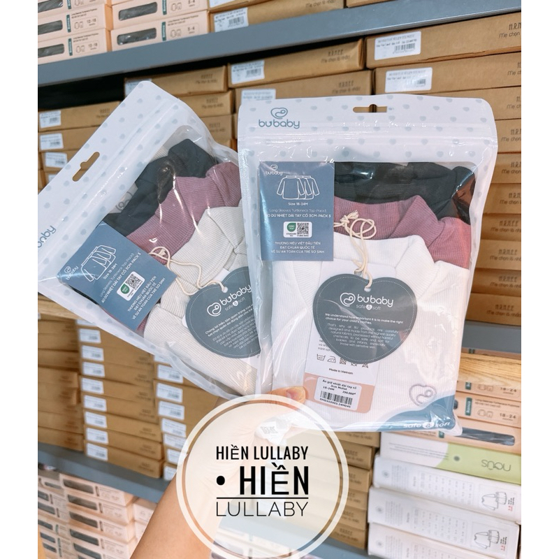 Áo giữ nhiệt Bu Baby Molist dài tay cổ tròn cho bé trai, bé gái