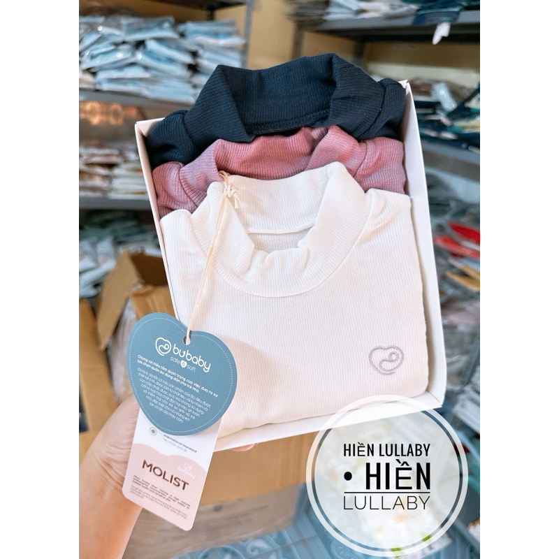 Áo giữ nhiệt Bu Baby Molist dài tay cổ tròn cho bé trai, bé gái